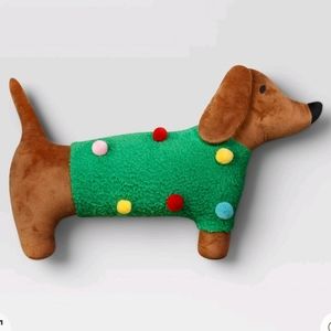 Target Christmas Dachshund holiday party Sweater Throw Pillow NWT